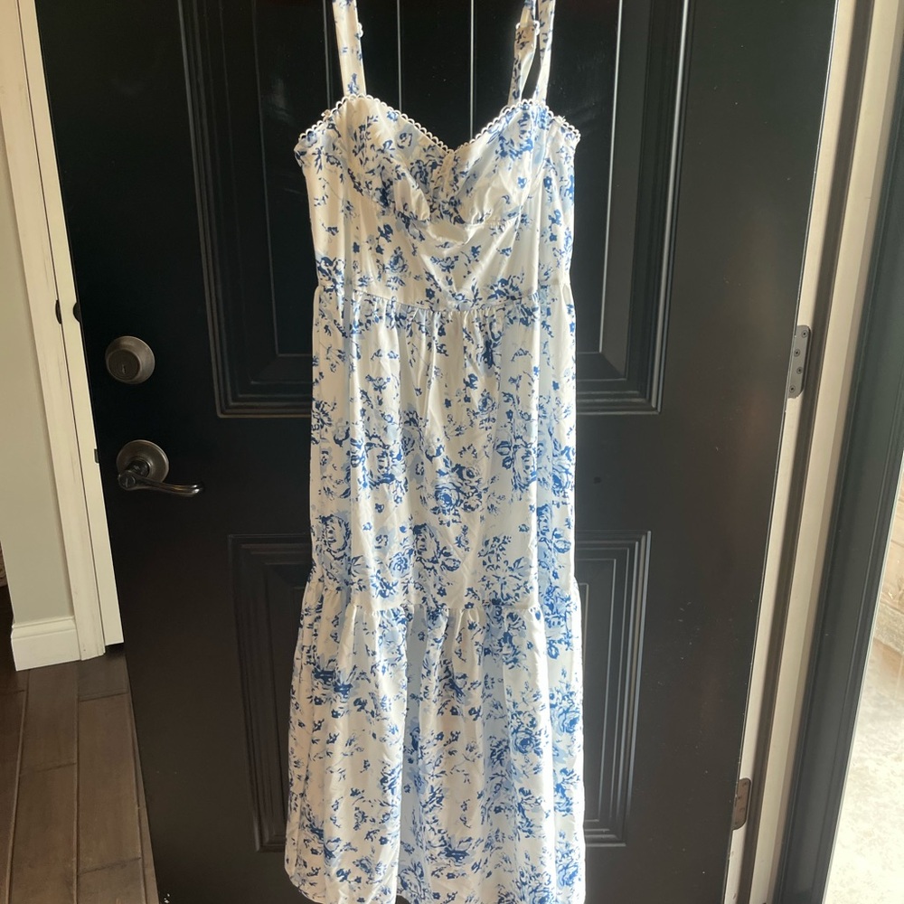 Blue and White Floral Dress